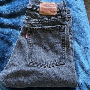 Levi’s 501 washed black ripped mom jeans